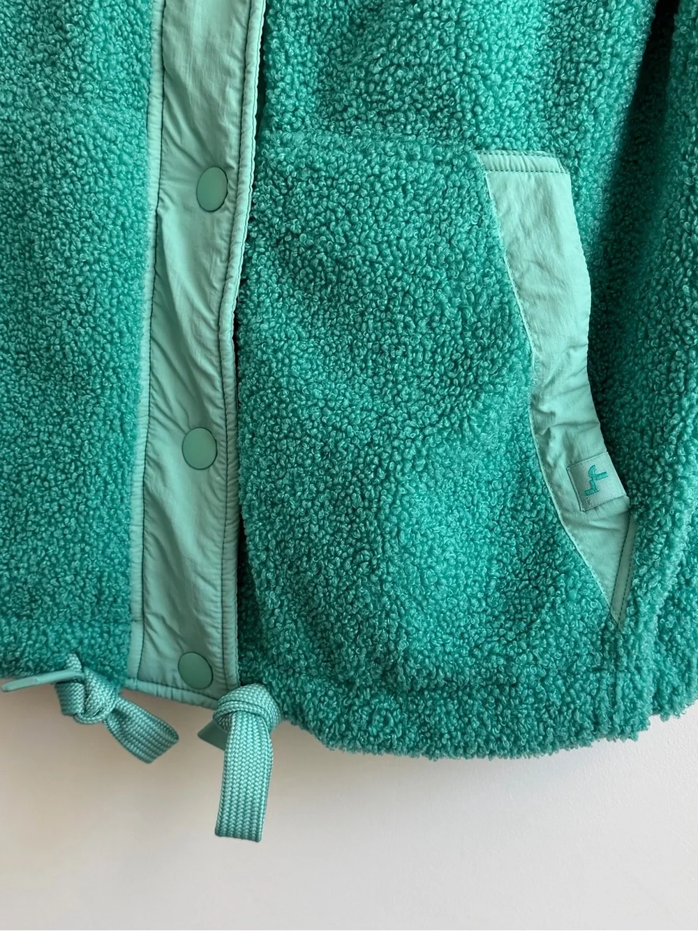 JoyLab Teal Sherpa Vest with Snap Front - Picture 2 of 4